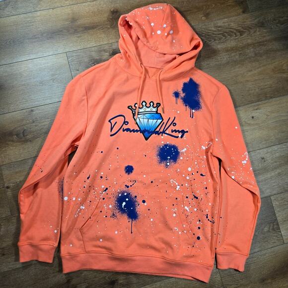 Genuine Other - Diamond King Hoodie Mens 2XL Peach Patch Hip Hop Streetwear Pullover Rap